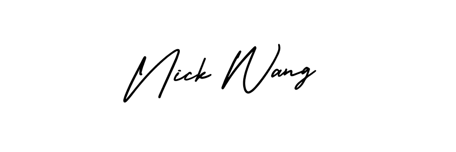 You should practise on your own different ways (AmerikaSignatureDemo-Regular) to write your name (Nick Wang) in signature. don't let someone else do it for you. Nick Wang signature style 3 images and pictures png