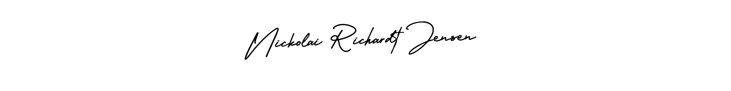 You can use this online signature creator to create a handwritten signature for the name Nickolai Richardt Jensen. This is the best online autograph maker. Nickolai Richardt Jensen signature style 3 images and pictures png