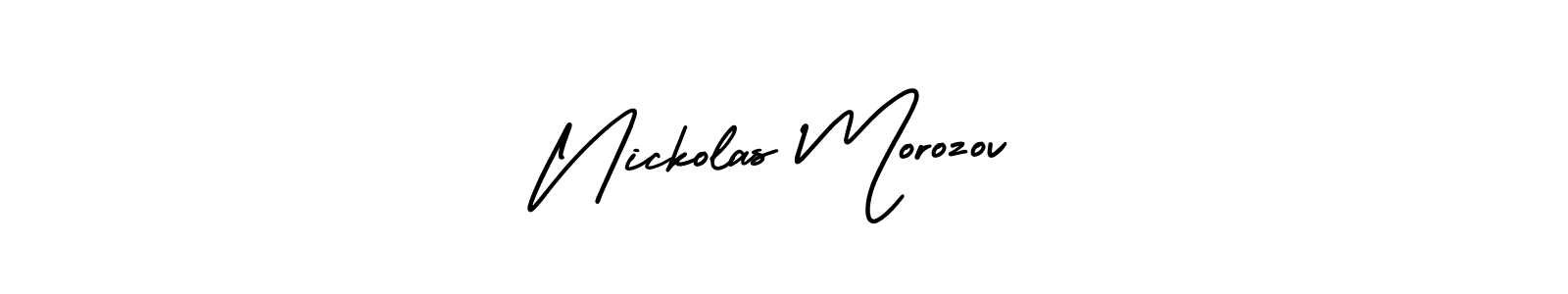The best way (AmerikaSignatureDemo-Regular) to make a short signature is to pick only two or three words in your name. The name Nickolas Morozov include a total of six letters. For converting this name. Nickolas Morozov signature style 3 images and pictures png