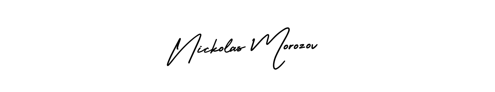 The best way (AmerikaSignatureDemo-Regular) to make a short signature is to pick only two or three words in your name. The name Nickolas Morozov include a total of six letters. For converting this name. Nickolas Morozov signature style 3 images and pictures png