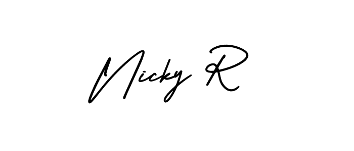 Also You can easily find your signature by using the search form. We will create Nicky R name handwritten signature images for you free of cost using AmerikaSignatureDemo-Regular sign style. Nicky R signature style 3 images and pictures png