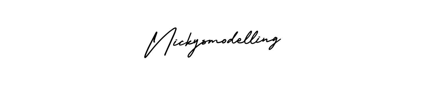 if you are searching for the best signature style for your name Nickysmodelling. so please give up your signature search. here we have designed multiple signature styles  using AmerikaSignatureDemo-Regular. Nickysmodelling signature style 3 images and pictures png