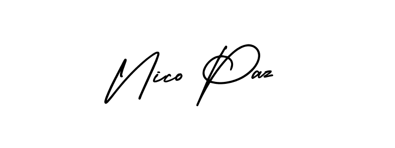 How to Draw Nico Paz signature style? AmerikaSignatureDemo-Regular is a latest design signature styles for name Nico Paz. Nico Paz signature style 3 images and pictures png