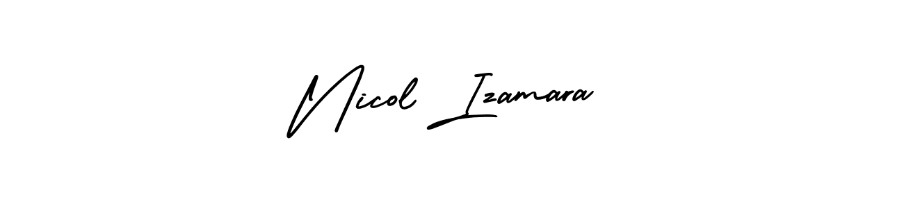 The best way (AmerikaSignatureDemo-Regular) to make a short signature is to pick only two or three words in your name. The name Nicol Izamara include a total of six letters. For converting this name. Nicol Izamara signature style 3 images and pictures png