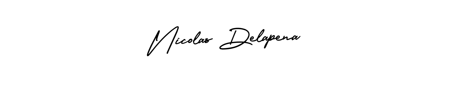 The best way (AmerikaSignatureDemo-Regular) to make a short signature is to pick only two or three words in your name. The name Nicolas Delapena include a total of six letters. For converting this name. Nicolas Delapena signature style 3 images and pictures png