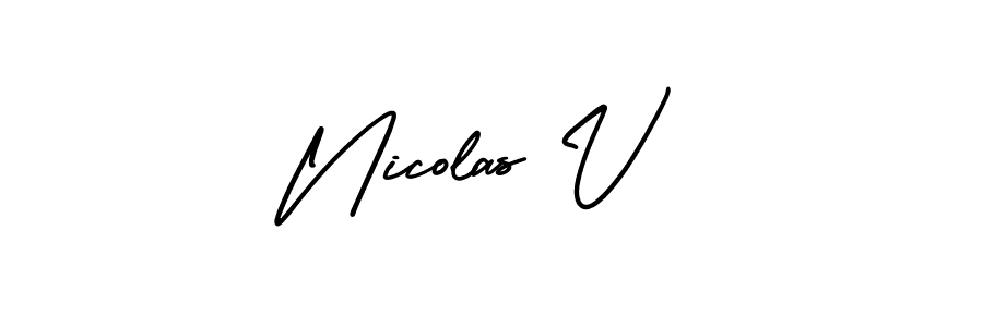 You can use this online signature creator to create a handwritten signature for the name Nicolas V. This is the best online autograph maker. Nicolas V signature style 3 images and pictures png
