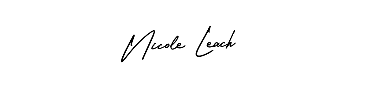 You should practise on your own different ways (AmerikaSignatureDemo-Regular) to write your name (Nicole Leach) in signature. don't let someone else do it for you. Nicole Leach signature style 3 images and pictures png