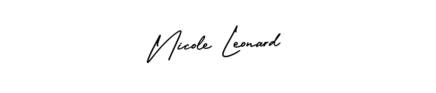 You should practise on your own different ways (AmerikaSignatureDemo-Regular) to write your name (Nicole Leonard) in signature. don't let someone else do it for you. Nicole Leonard signature style 3 images and pictures png