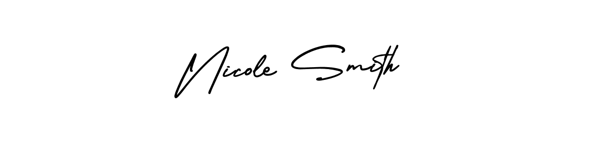 You should practise on your own different ways (AmerikaSignatureDemo-Regular) to write your name (Nicole Smith) in signature. don't let someone else do it for you. Nicole Smith signature style 3 images and pictures png