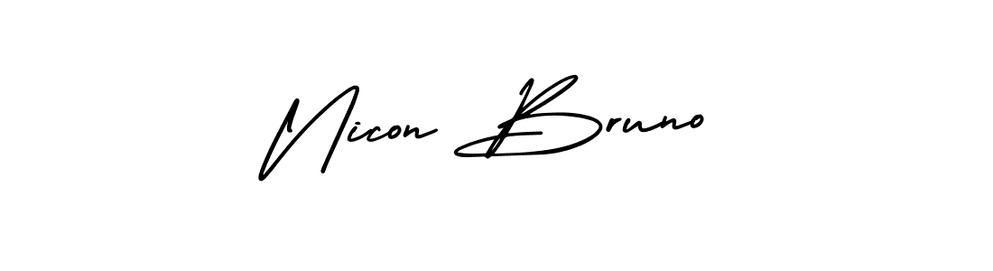This is the best signature style for the Nicon Bruno name. Also you like these signature font (AmerikaSignatureDemo-Regular). Mix name signature. Nicon Bruno signature style 3 images and pictures png
