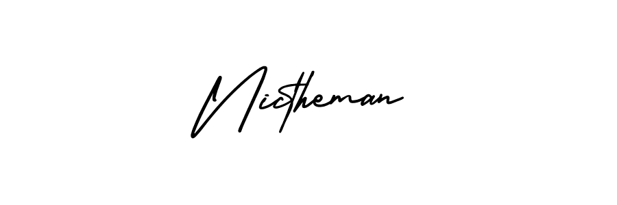 Nictheman stylish signature style. Best Handwritten Sign (AmerikaSignatureDemo-Regular) for my name. Handwritten Signature Collection Ideas for my name Nictheman. Nictheman signature style 3 images and pictures png