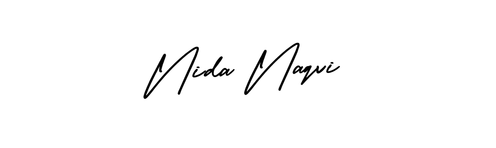 How to make Nida Naqvi name signature. Use AmerikaSignatureDemo-Regular style for creating short signs online. This is the latest handwritten sign. Nida Naqvi signature style 3 images and pictures png