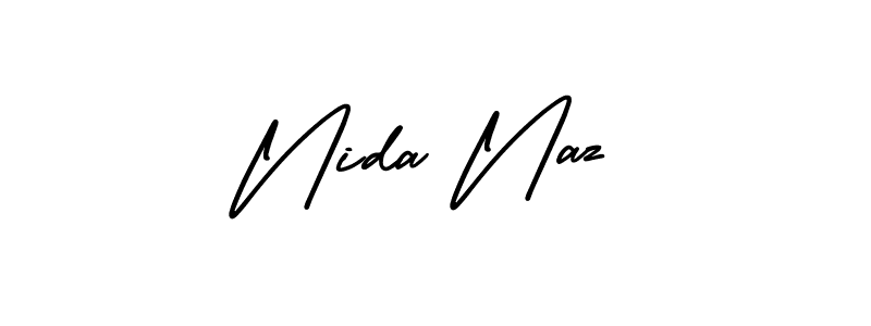 How to make Nida Naz signature? AmerikaSignatureDemo-Regular is a professional autograph style. Create handwritten signature for Nida Naz name. Nida Naz signature style 3 images and pictures png