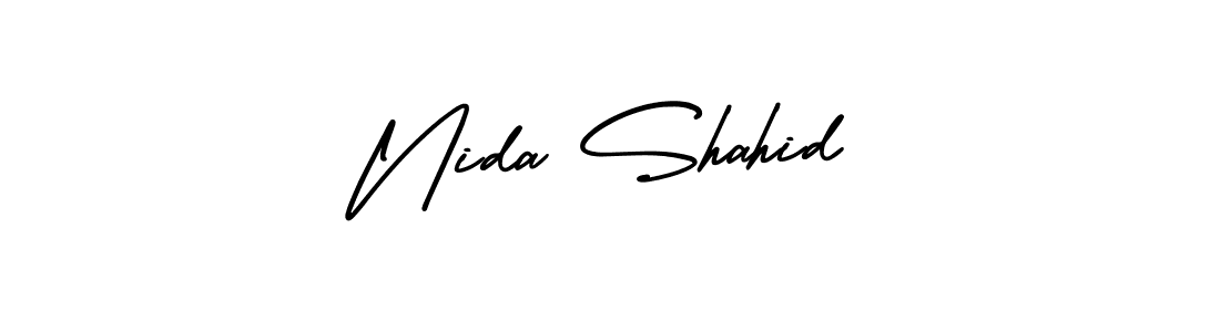 This is the best signature style for the Nida Shahid name. Also you like these signature font (AmerikaSignatureDemo-Regular). Mix name signature. Nida Shahid signature style 3 images and pictures png