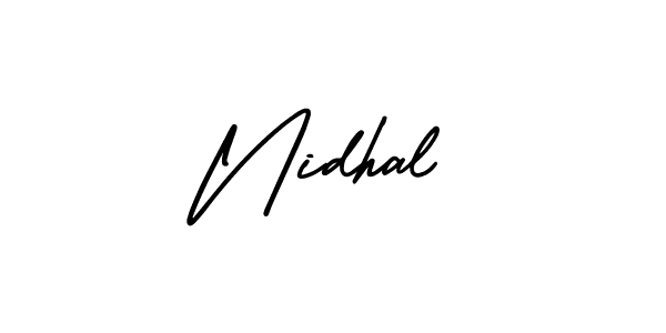 How to make Nidhal name signature. Use AmerikaSignatureDemo-Regular style for creating short signs online. This is the latest handwritten sign. Nidhal signature style 3 images and pictures png