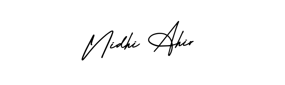 How to Draw Nidhi Ahir signature style? AmerikaSignatureDemo-Regular is a latest design signature styles for name Nidhi Ahir. Nidhi Ahir signature style 3 images and pictures png