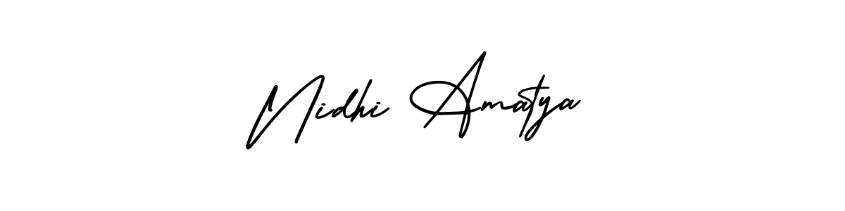 AmerikaSignatureDemo-Regular is a professional signature style that is perfect for those who want to add a touch of class to their signature. It is also a great choice for those who want to make their signature more unique. Get Nidhi Amatya name to fancy signature for free. Nidhi Amatya signature style 3 images and pictures png
