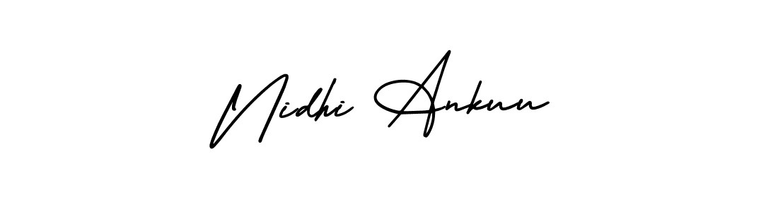 This is the best signature style for the Nidhi Ankuu name. Also you like these signature font (AmerikaSignatureDemo-Regular). Mix name signature. Nidhi Ankuu signature style 3 images and pictures png