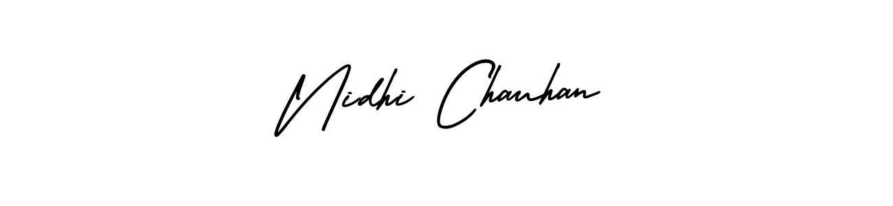 The best way (AmerikaSignatureDemo-Regular) to make a short signature is to pick only two or three words in your name. The name Nidhi Chauhan include a total of six letters. For converting this name. Nidhi Chauhan signature style 3 images and pictures png