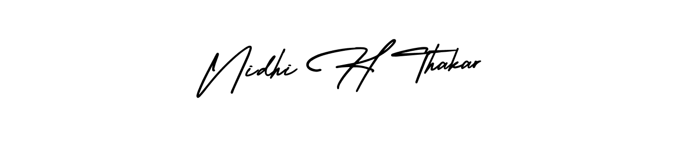 How to make Nidhi H Thakar name signature. Use AmerikaSignatureDemo-Regular style for creating short signs online. This is the latest handwritten sign. Nidhi H Thakar signature style 3 images and pictures png