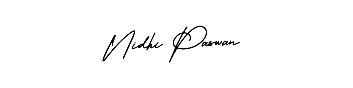 The best way (AmerikaSignatureDemo-Regular) to make a short signature is to pick only two or three words in your name. The name Nidhi Paswan include a total of six letters. For converting this name. Nidhi Paswan signature style 3 images and pictures png