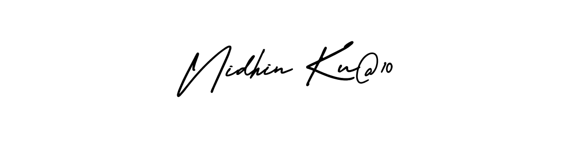 How to make Nidhin Ku@10 name signature. Use AmerikaSignatureDemo-Regular style for creating short signs online. This is the latest handwritten sign. Nidhin Ku@10 signature style 3 images and pictures png