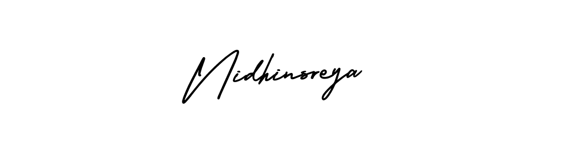 AmerikaSignatureDemo-Regular is a professional signature style that is perfect for those who want to add a touch of class to their signature. It is also a great choice for those who want to make their signature more unique. Get Nidhinsreya name to fancy signature for free. Nidhinsreya signature style 3 images and pictures png