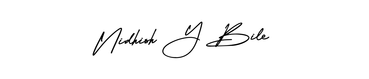 Make a beautiful signature design for name Nidhish Y Bile. With this signature (AmerikaSignatureDemo-Regular) style, you can create a handwritten signature for free. Nidhish Y Bile signature style 3 images and pictures png