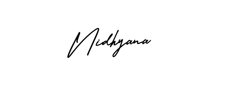 How to make Nidhyana signature? AmerikaSignatureDemo-Regular is a professional autograph style. Create handwritten signature for Nidhyana name. Nidhyana signature style 3 images and pictures png