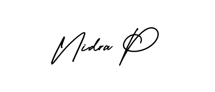 AmerikaSignatureDemo-Regular is a professional signature style that is perfect for those who want to add a touch of class to their signature. It is also a great choice for those who want to make their signature more unique. Get Nidra P name to fancy signature for free. Nidra P signature style 3 images and pictures png