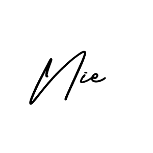 Use a signature maker to create a handwritten signature online. With this signature software, you can design (AmerikaSignatureDemo-Regular) your own signature for name Nie. Nie signature style 3 images and pictures png