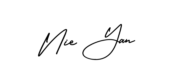 if you are searching for the best signature style for your name Nie Yan. so please give up your signature search. here we have designed multiple signature styles  using AmerikaSignatureDemo-Regular. Nie Yan signature style 3 images and pictures png
