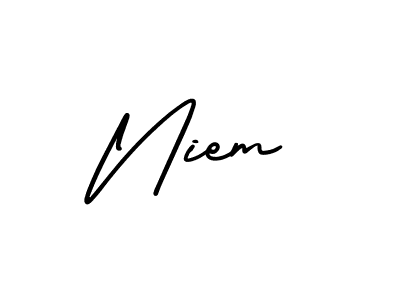 Design your own signature with our free online signature maker. With this signature software, you can create a handwritten (AmerikaSignatureDemo-Regular) signature for name Niem. Niem signature style 3 images and pictures png