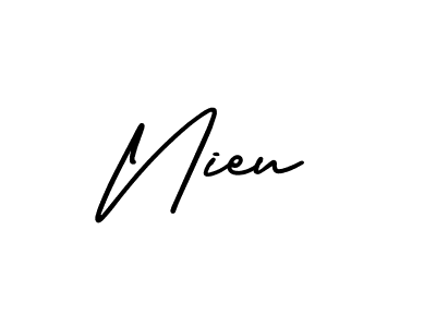 Use a signature maker to create a handwritten signature online. With this signature software, you can design (AmerikaSignatureDemo-Regular) your own signature for name Nieu. Nieu signature style 3 images and pictures png