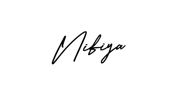 AmerikaSignatureDemo-Regular is a professional signature style that is perfect for those who want to add a touch of class to their signature. It is also a great choice for those who want to make their signature more unique. Get Nifiya name to fancy signature for free. Nifiya signature style 3 images and pictures png