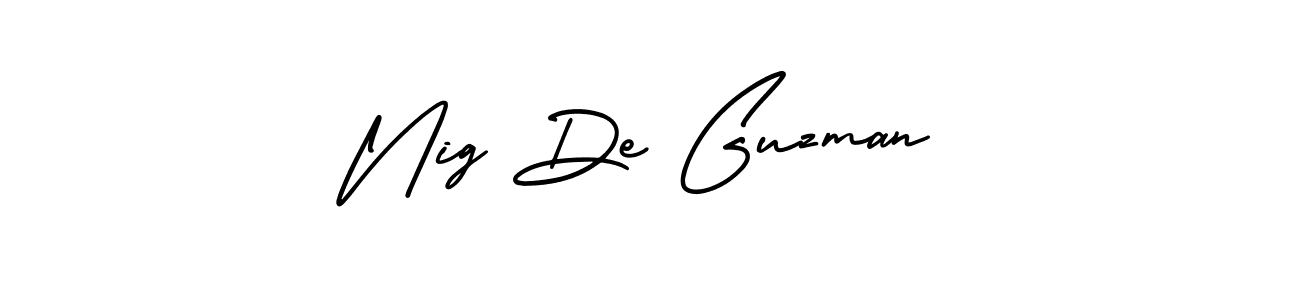 How to make Nig De Guzman name signature. Use AmerikaSignatureDemo-Regular style for creating short signs online. This is the latest handwritten sign. Nig De Guzman signature style 3 images and pictures png