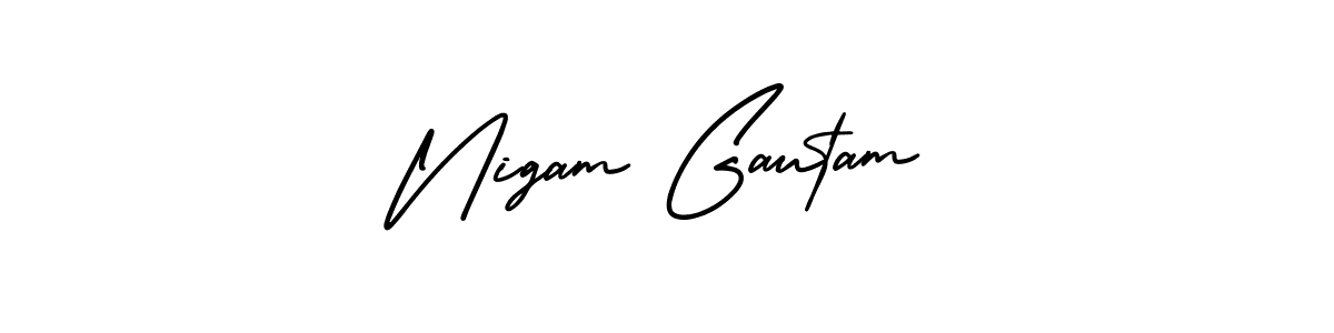 Design your own signature with our free online signature maker. With this signature software, you can create a handwritten (AmerikaSignatureDemo-Regular) signature for name Nigam Gautam. Nigam Gautam signature style 3 images and pictures png