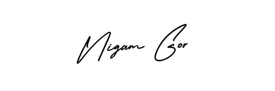 See photos of Nigam Gor official signature by Spectra . Check more albums & portfolios. Read reviews & check more about AmerikaSignatureDemo-Regular font. Nigam Gor signature style 3 images and pictures png