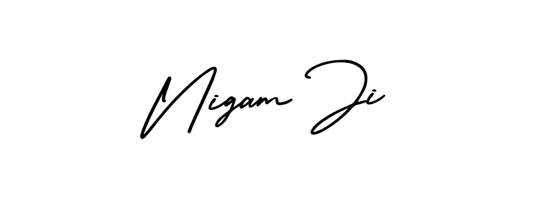 AmerikaSignatureDemo-Regular is a professional signature style that is perfect for those who want to add a touch of class to their signature. It is also a great choice for those who want to make their signature more unique. Get Nigam Ji name to fancy signature for free. Nigam Ji signature style 3 images and pictures png