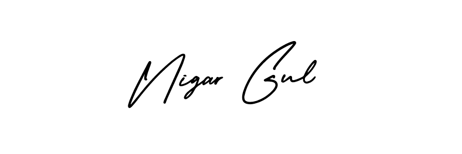 Also You can easily find your signature by using the search form. We will create Nigar Gul name handwritten signature images for you free of cost using AmerikaSignatureDemo-Regular sign style. Nigar Gul signature style 3 images and pictures png