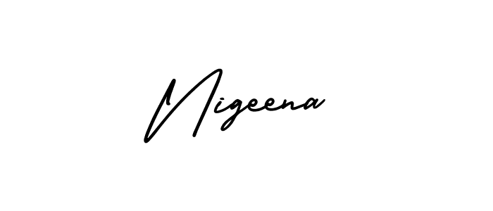 Nigeena stylish signature style. Best Handwritten Sign (AmerikaSignatureDemo-Regular) for my name. Handwritten Signature Collection Ideas for my name Nigeena. Nigeena signature style 3 images and pictures png