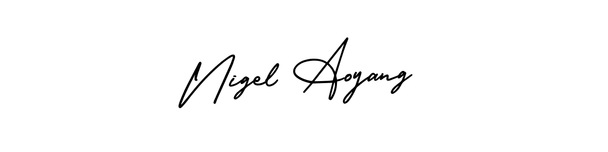 The best way (AmerikaSignatureDemo-Regular) to make a short signature is to pick only two or three words in your name. The name Nigel Aoyang include a total of six letters. For converting this name. Nigel Aoyang signature style 3 images and pictures png