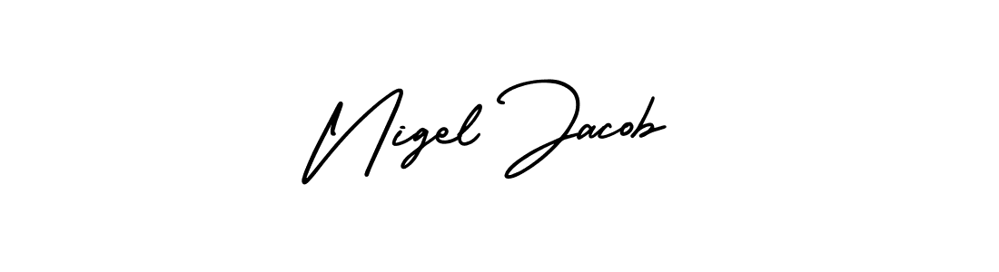 The best way (AmerikaSignatureDemo-Regular) to make a short signature is to pick only two or three words in your name. The name Nigel Jacob include a total of six letters. For converting this name. Nigel Jacob signature style 3 images and pictures png