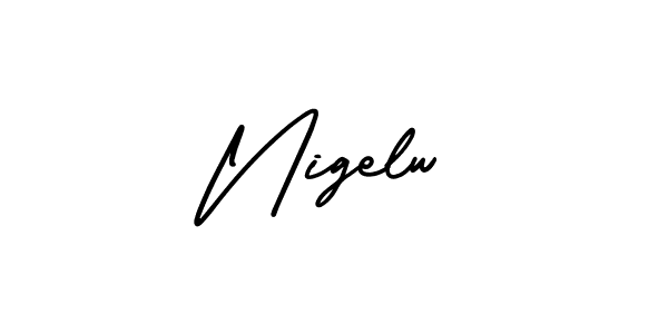 You should practise on your own different ways (AmerikaSignatureDemo-Regular) to write your name (Nigelw) in signature. don't let someone else do it for you. Nigelw signature style 3 images and pictures png