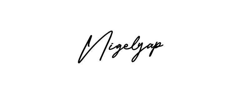 You should practise on your own different ways (AmerikaSignatureDemo-Regular) to write your name (Nigelyap) in signature. don't let someone else do it for you. Nigelyap signature style 3 images and pictures png