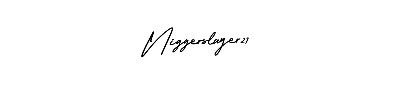 It looks lik you need a new signature style for name Niggerslayer27. Design unique handwritten (AmerikaSignatureDemo-Regular) signature with our free signature maker in just a few clicks. Niggerslayer27 signature style 3 images and pictures png