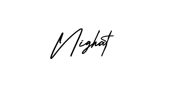 Similarly AmerikaSignatureDemo-Regular is the best handwritten signature design. Signature creator online .You can use it as an online autograph creator for name Nighat. Nighat signature style 3 images and pictures png