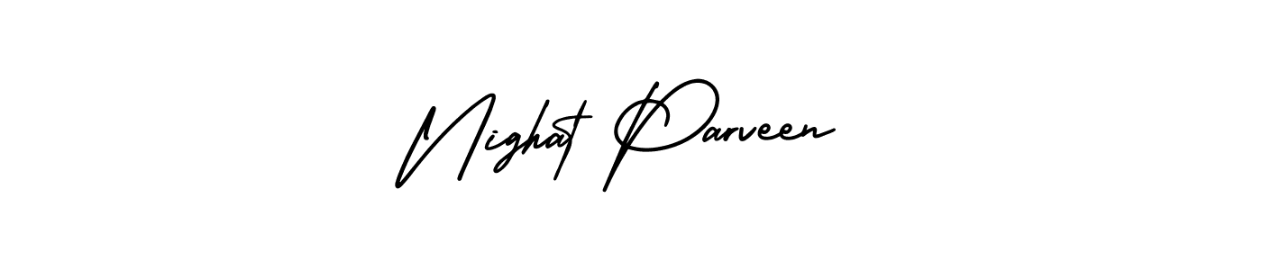 How to Draw Nighat Parveen signature style? AmerikaSignatureDemo-Regular is a latest design signature styles for name Nighat Parveen. Nighat Parveen signature style 3 images and pictures png