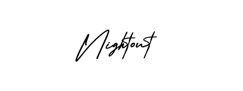 Nightout stylish signature style. Best Handwritten Sign (AmerikaSignatureDemo-Regular) for my name. Handwritten Signature Collection Ideas for my name Nightout. Nightout signature style 3 images and pictures png