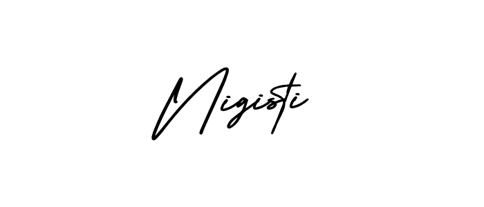 You should practise on your own different ways (AmerikaSignatureDemo-Regular) to write your name (Nigisti) in signature. don't let someone else do it for you. Nigisti signature style 3 images and pictures png